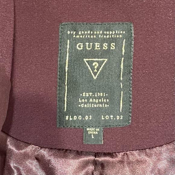 Guess Like- New Trench Jacket Coat Long Sleeve Wine Burgundy Size Large - Picture 7 of 7